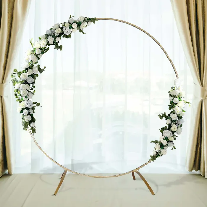 Arch Photo Backdrop Gold Metal Round 7.5ft