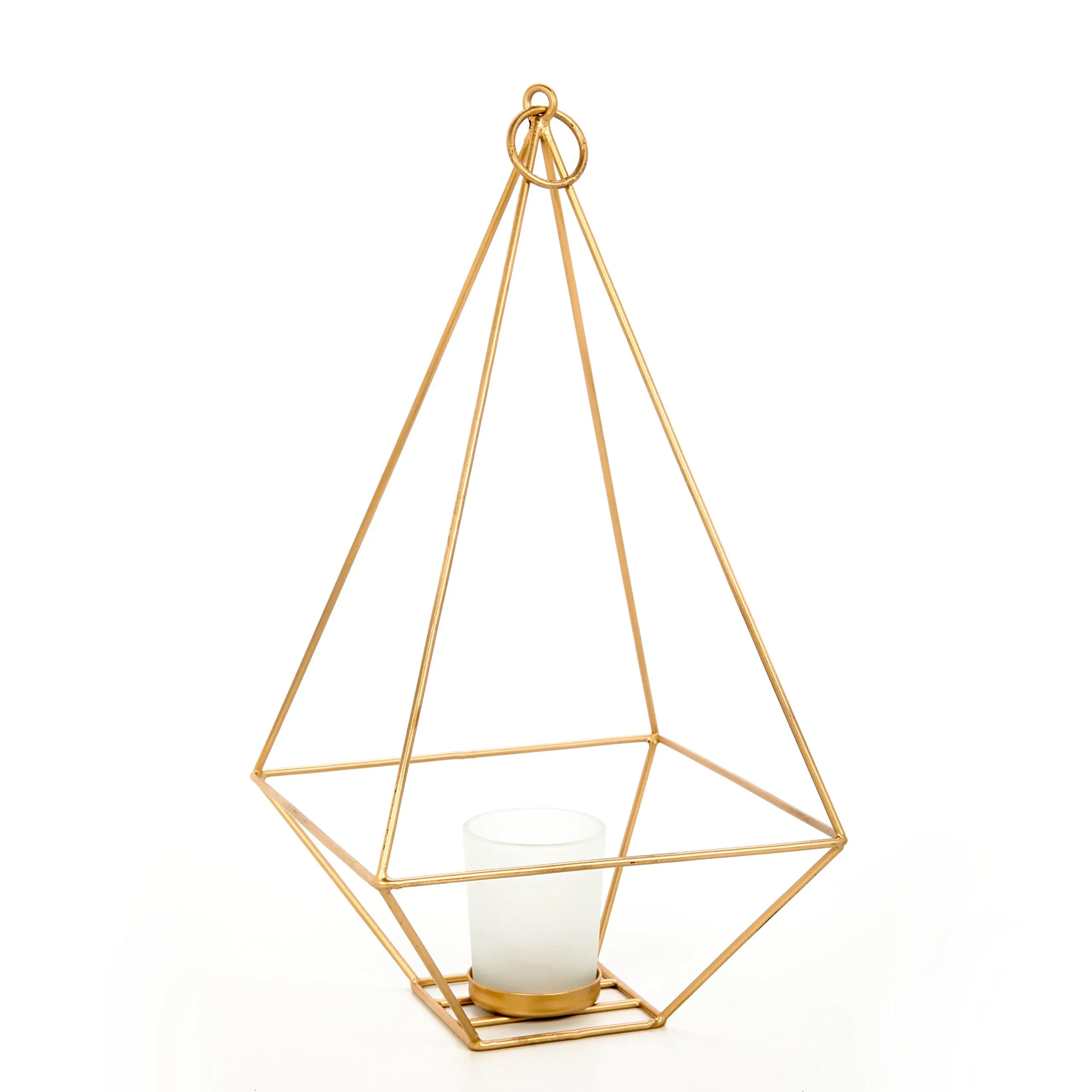 Gold Geometric Candle Holder 11.5"