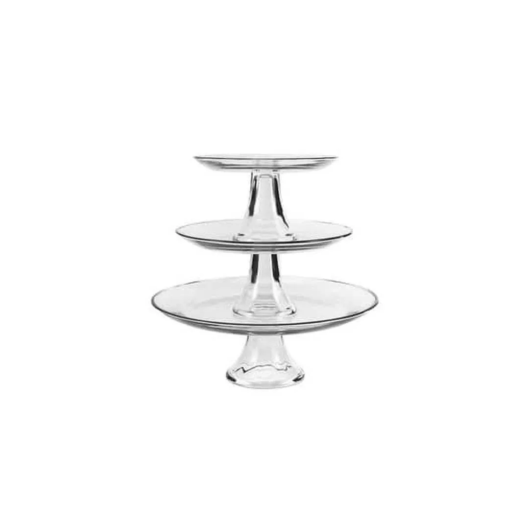 3-Tier Stacking Glass Dessert Platter Set