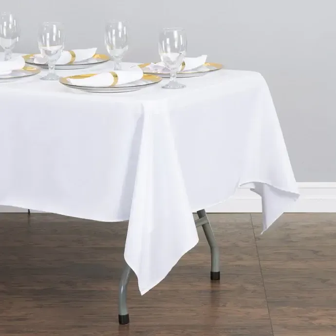 White Rectangle Polyester Tablecloth 60" x 102"