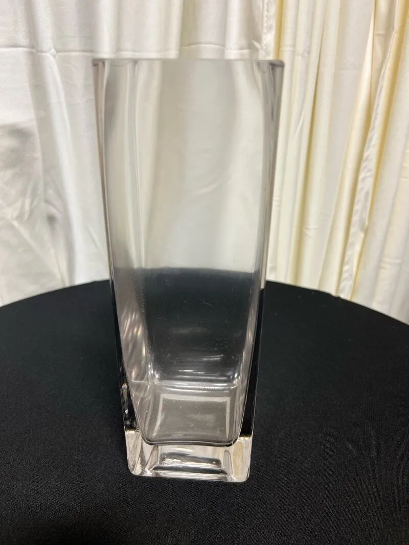Glass Rectangular Floral Vase 9.75"