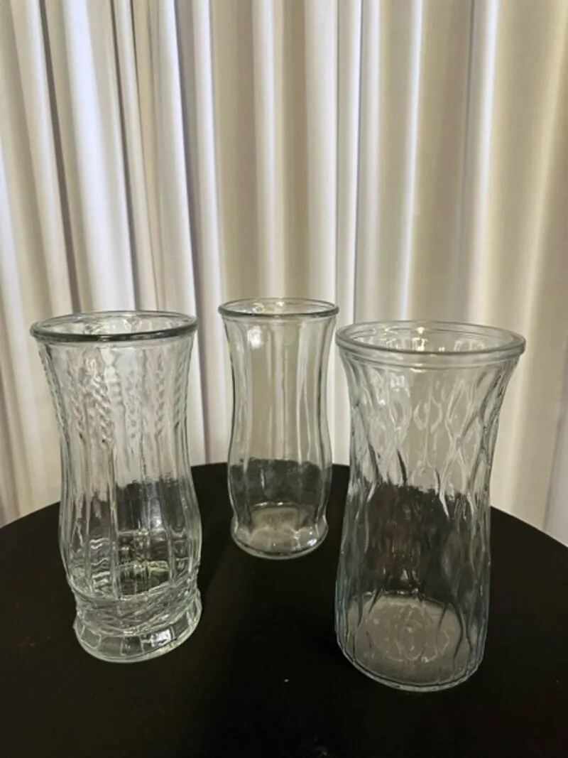 Clear Mismatched Vases