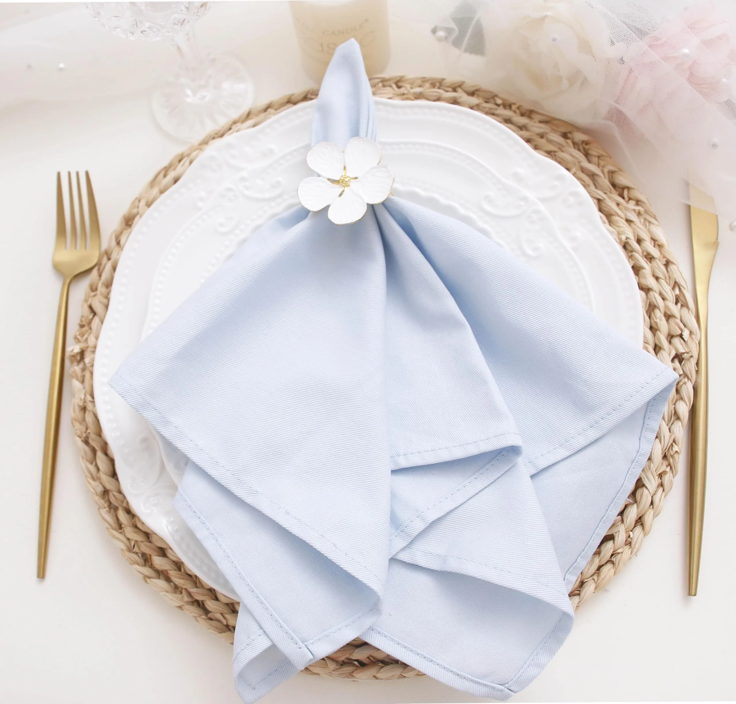 Light Blue Cotton Cloth Napkins