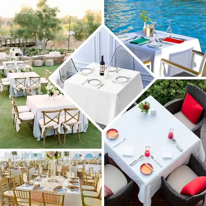 White Square Cotton Tablecloths 90" x 90"