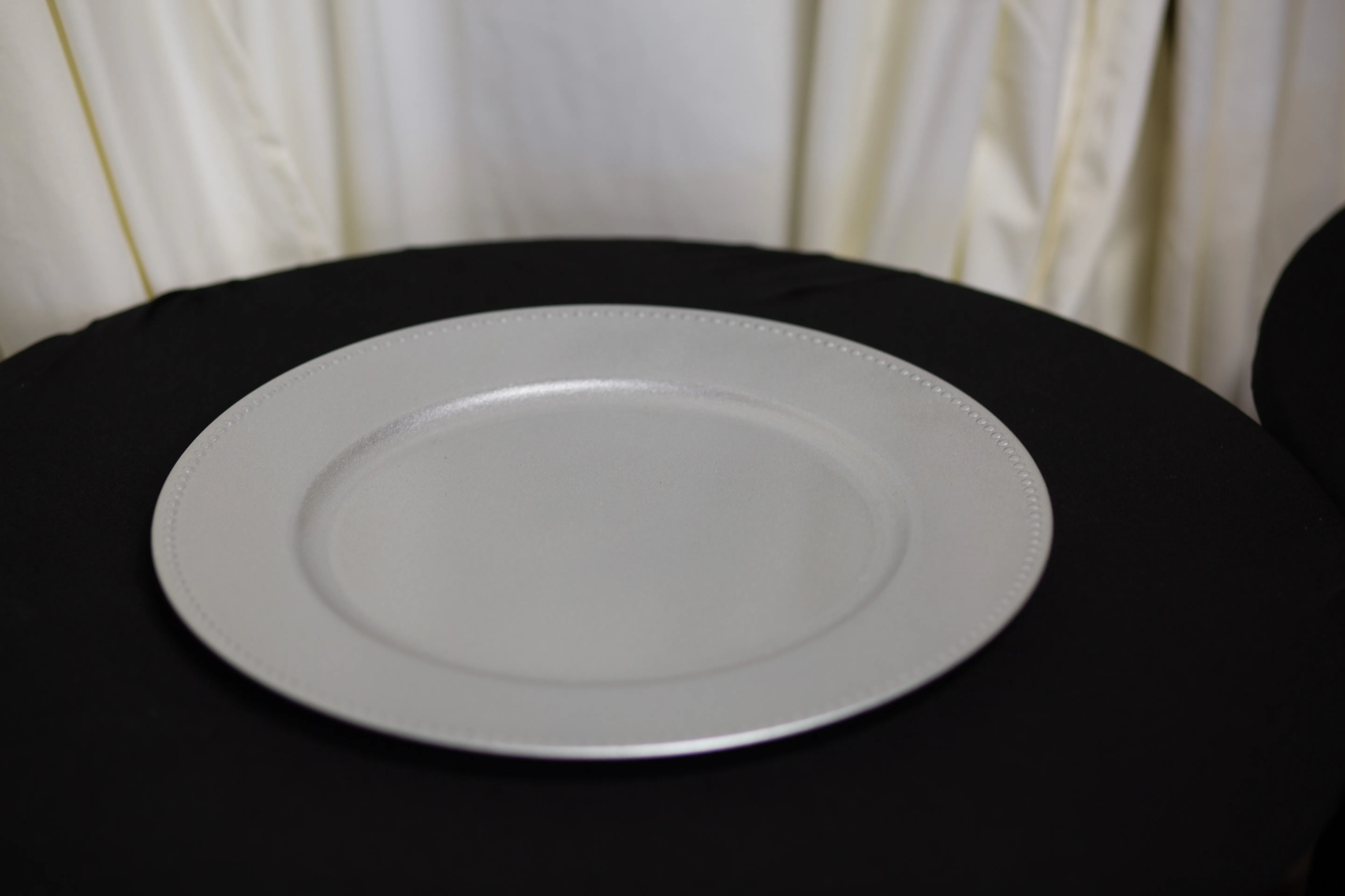 Silver Charger Plates with Beaded Rim