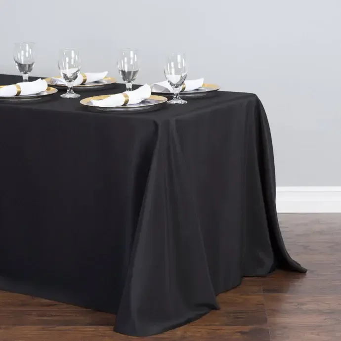 Black Rectangle Polyester Tablecloths 90" x 156"