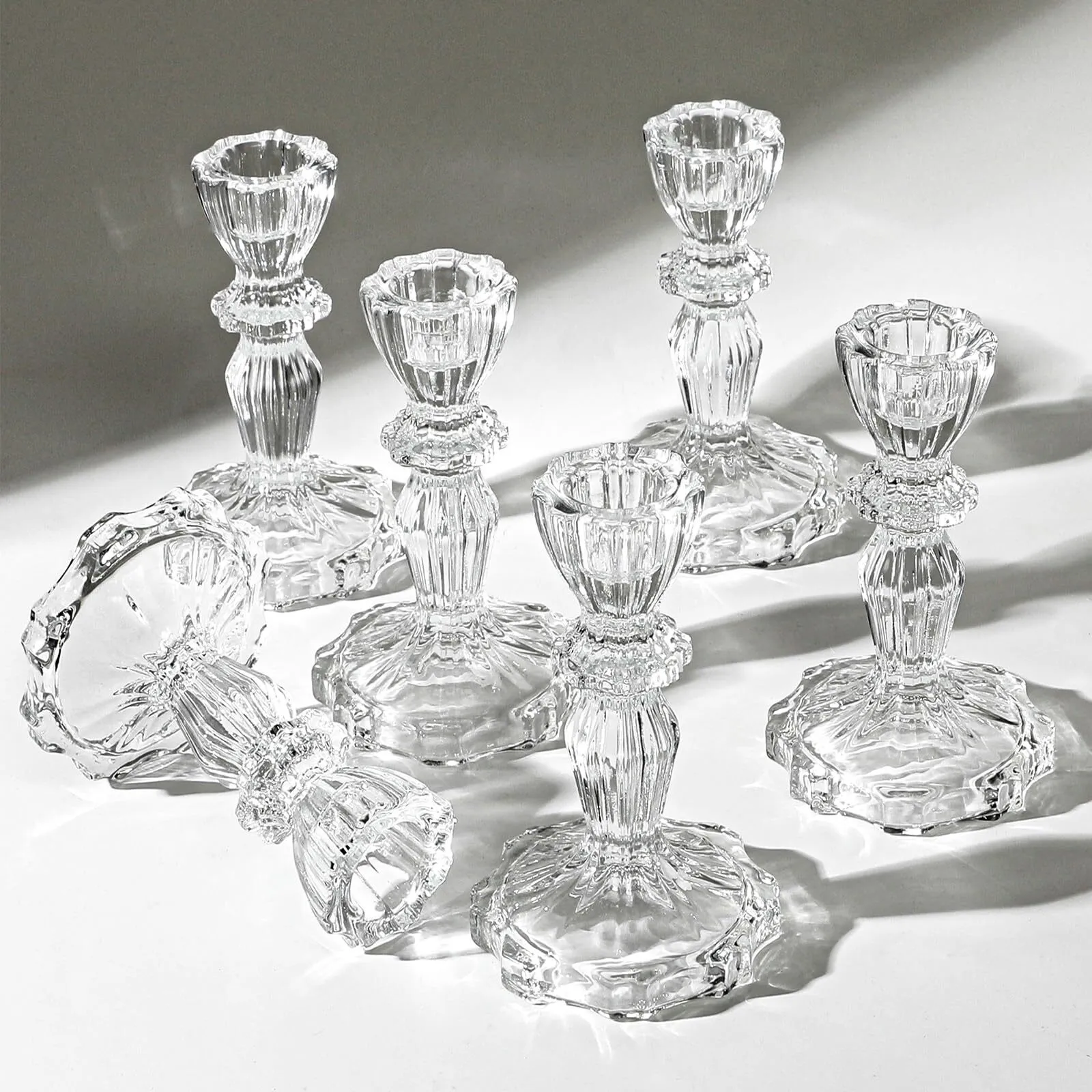 Clear Glass Taper Candlestick Holder