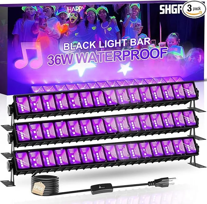 3-Pack 36W LED Black Light Bar
