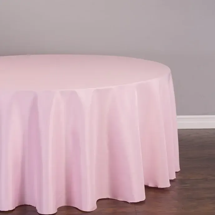 Light Pink Round Polyester Tablecloth 120"