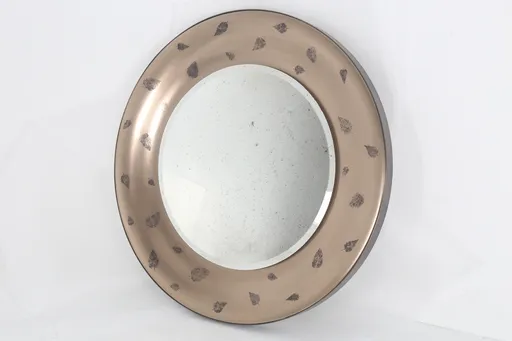round metal finish leaf print Mirror 60846