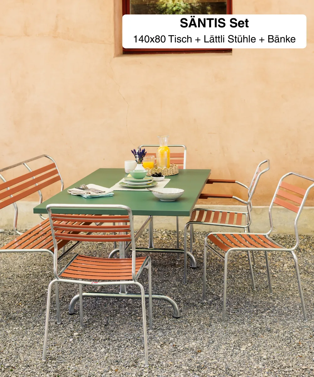 SÄNTIS 140x80 + Lättli Stühle + Bänke