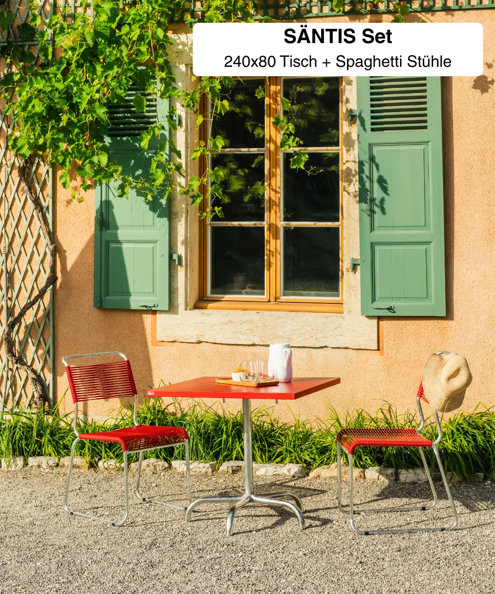 SÄNTIS 80x80 + Spaghetti Stühle