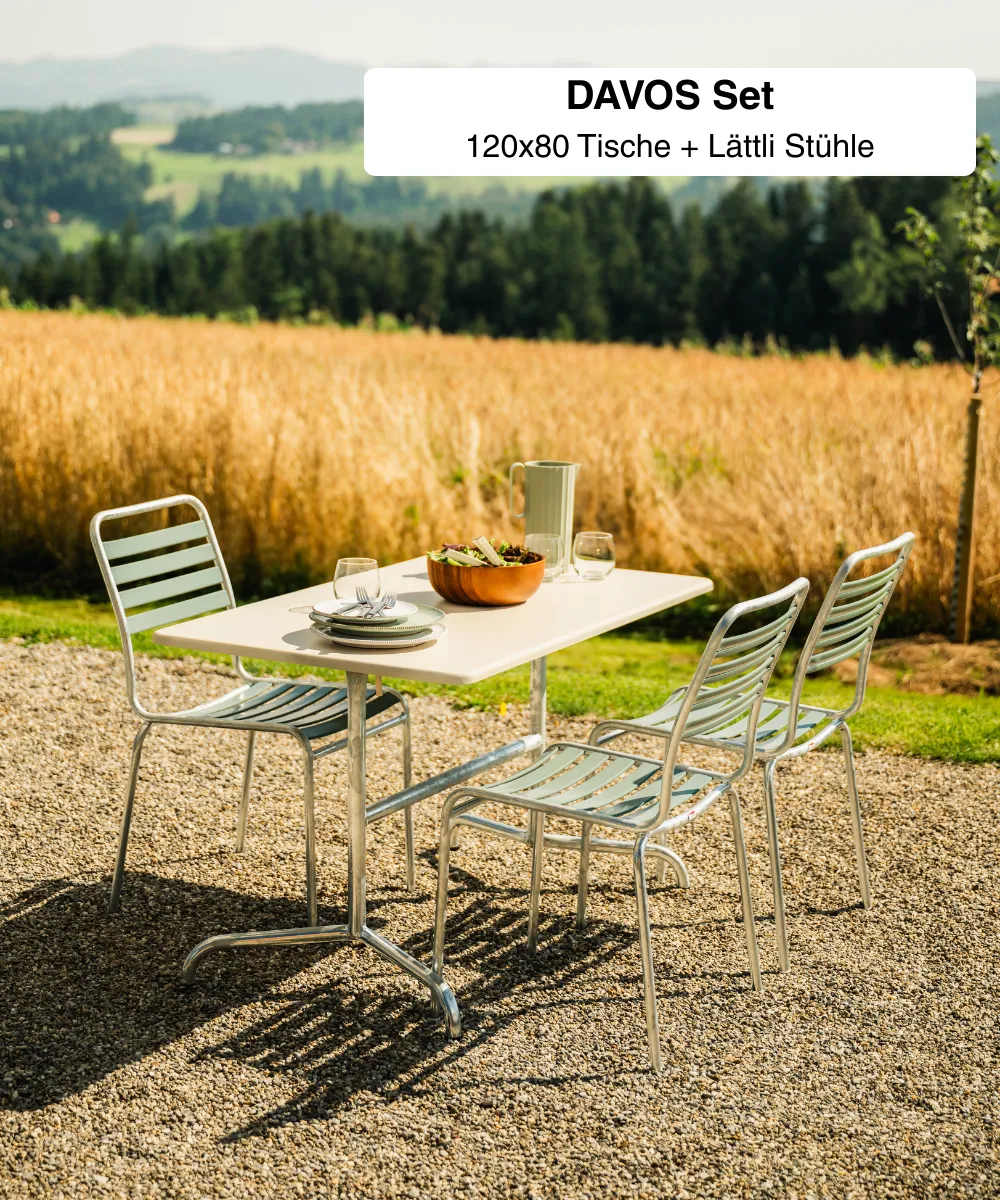 Davos 120x80 + Rigi Lättli Stühle