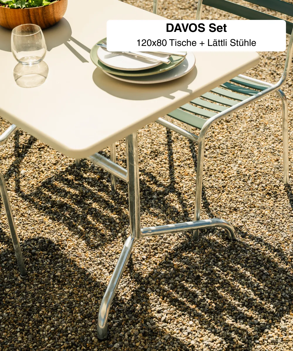 Davos 120x80 + Säntis Lättli Stühle