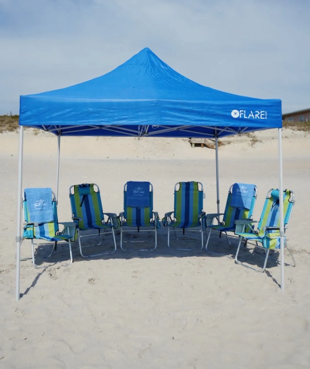Sit Back & Chill Setup: 10' x 10' Tent with 6 Beach Chairs (High or Low)