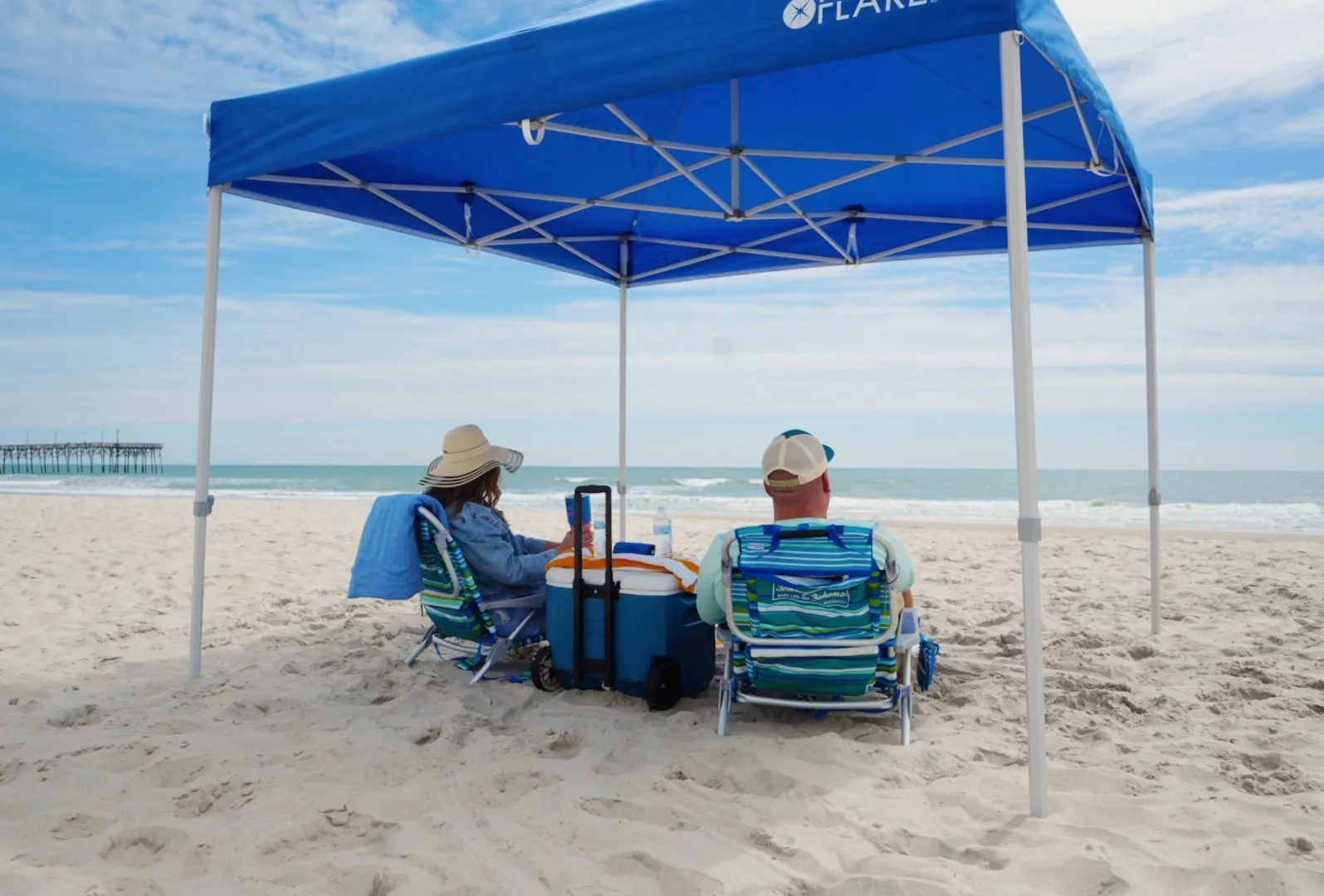 Easy Beach Setup: 10' x 10' Tent with 2 Beach Chairs (High or Low)