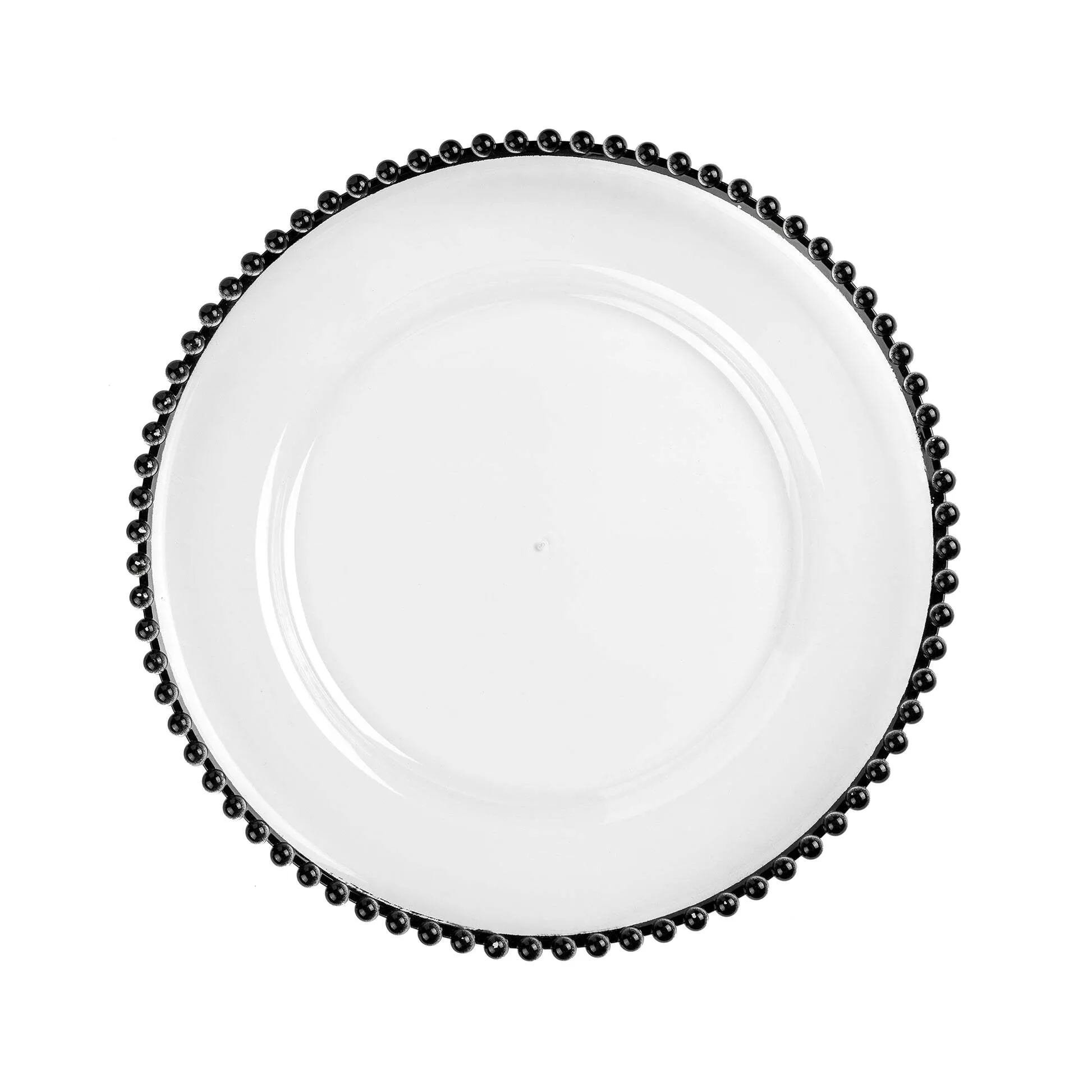 WHITE CHARGER PLATE BLACK BEADS 13 INCH 