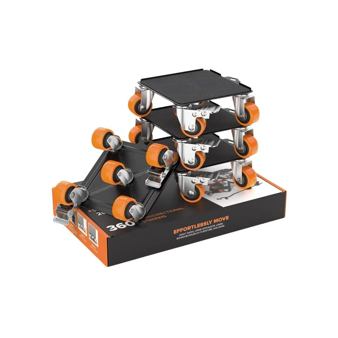 2000 lb Capacity - Heavy Duty 5 Roller Wheel Casters – “Furniture Movers” (Set of 4)