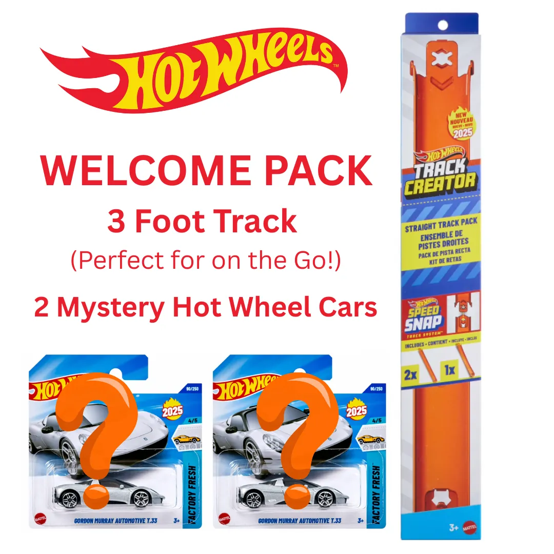 Hot Wheels Welcome Pack! 3 Feet of Track + 2 Mystery Hot Wheels Cars