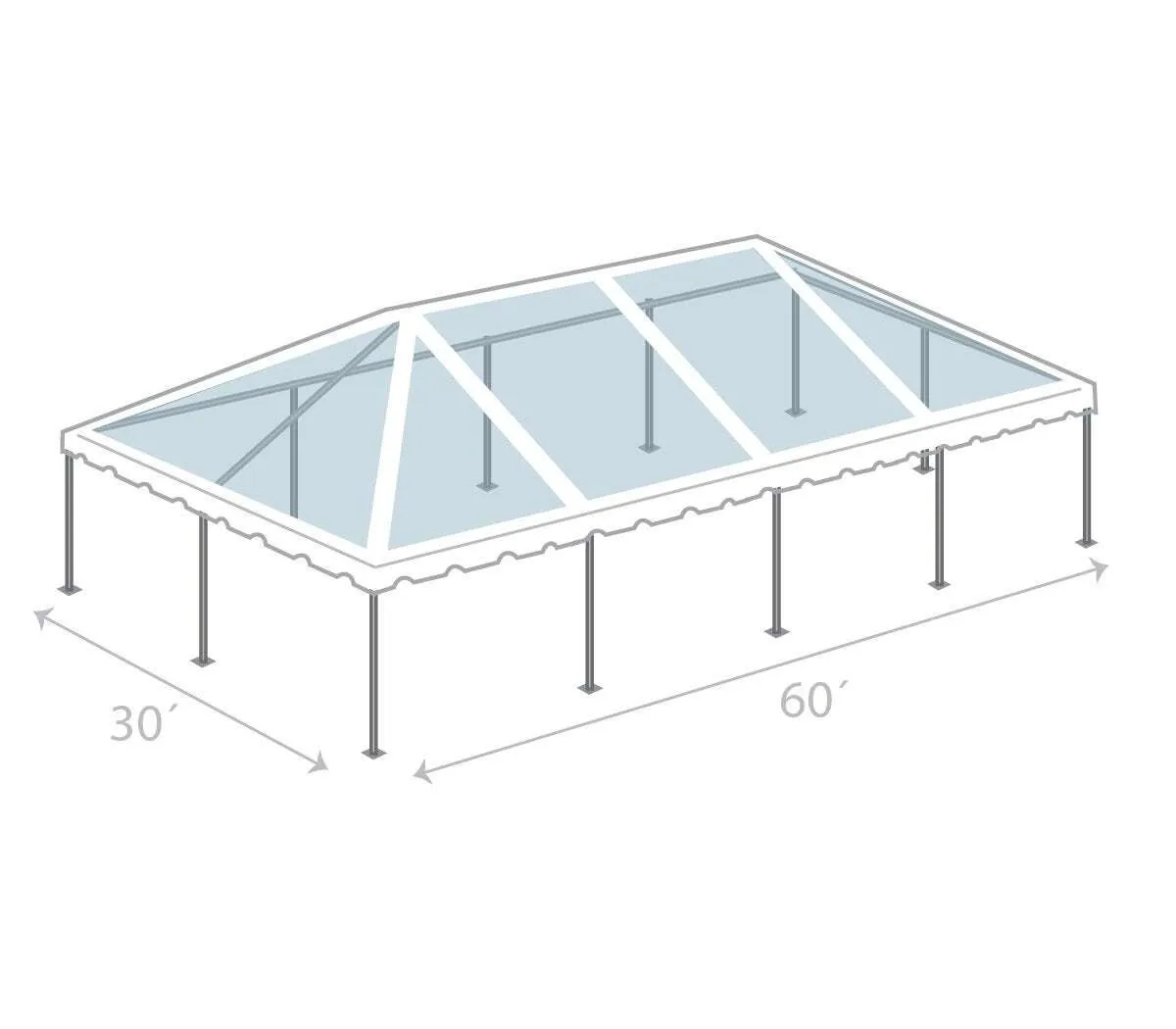 30x60 West Coast Frae Tent Clear Top