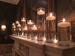 Cylinder Glass Candle Holder with Floating Candle