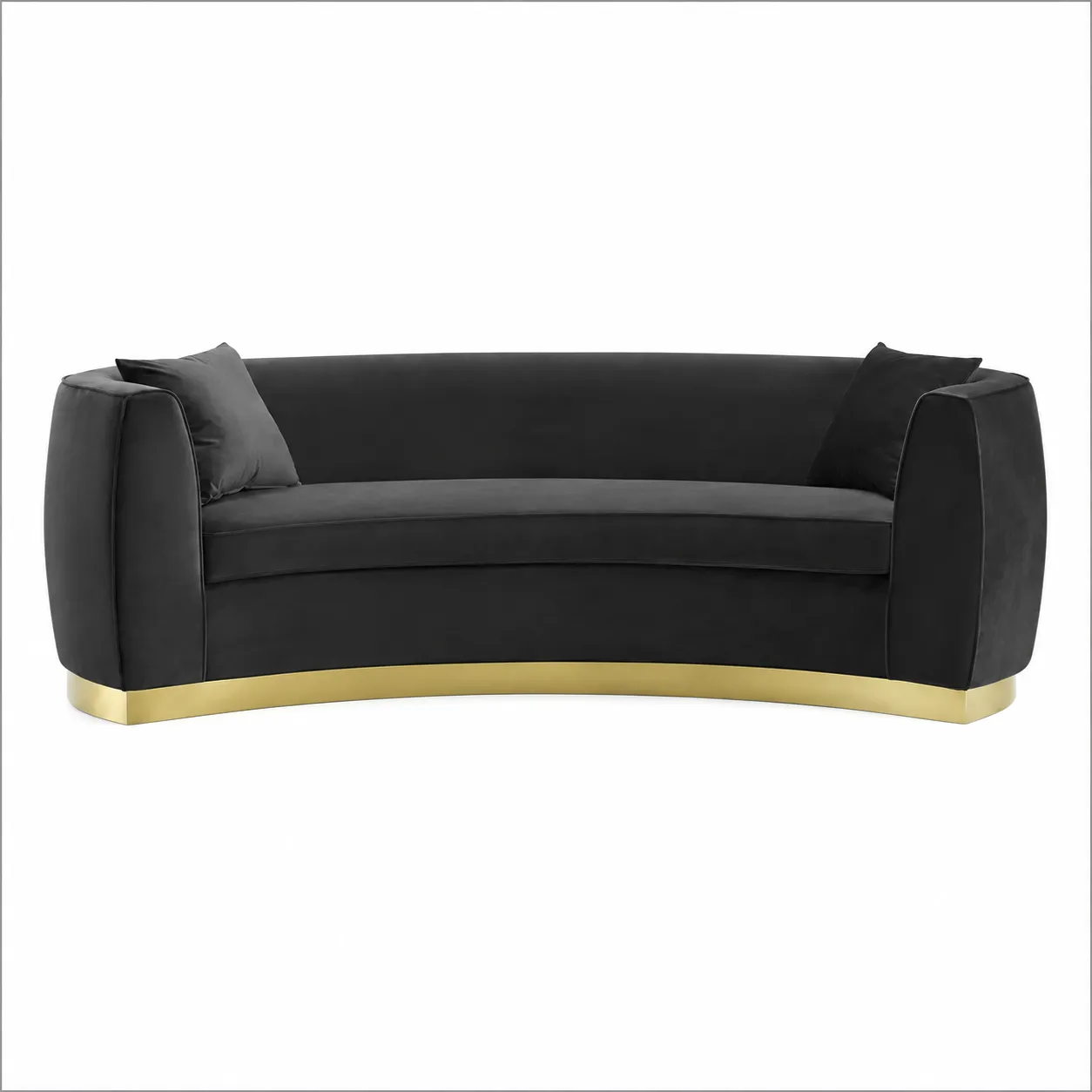 Black Curved Velvet Sofa