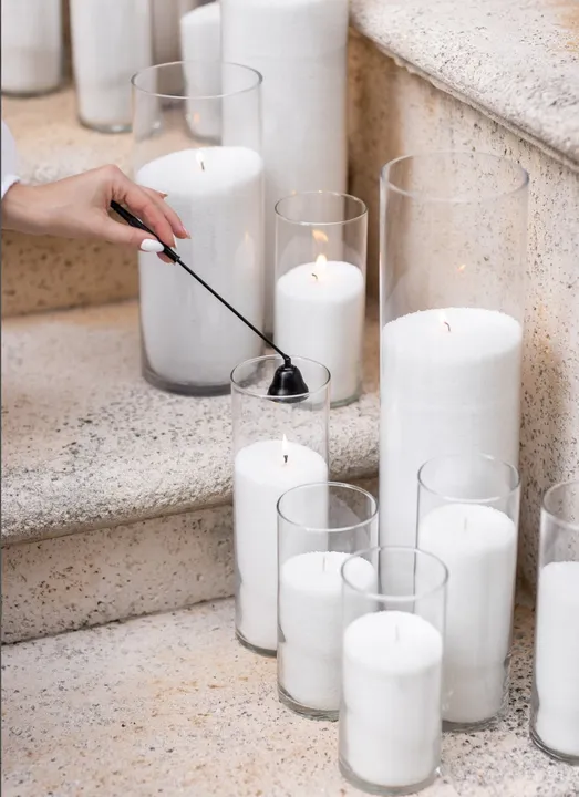 Cylinder Glass Candle Holders with Pearled Sand Wax