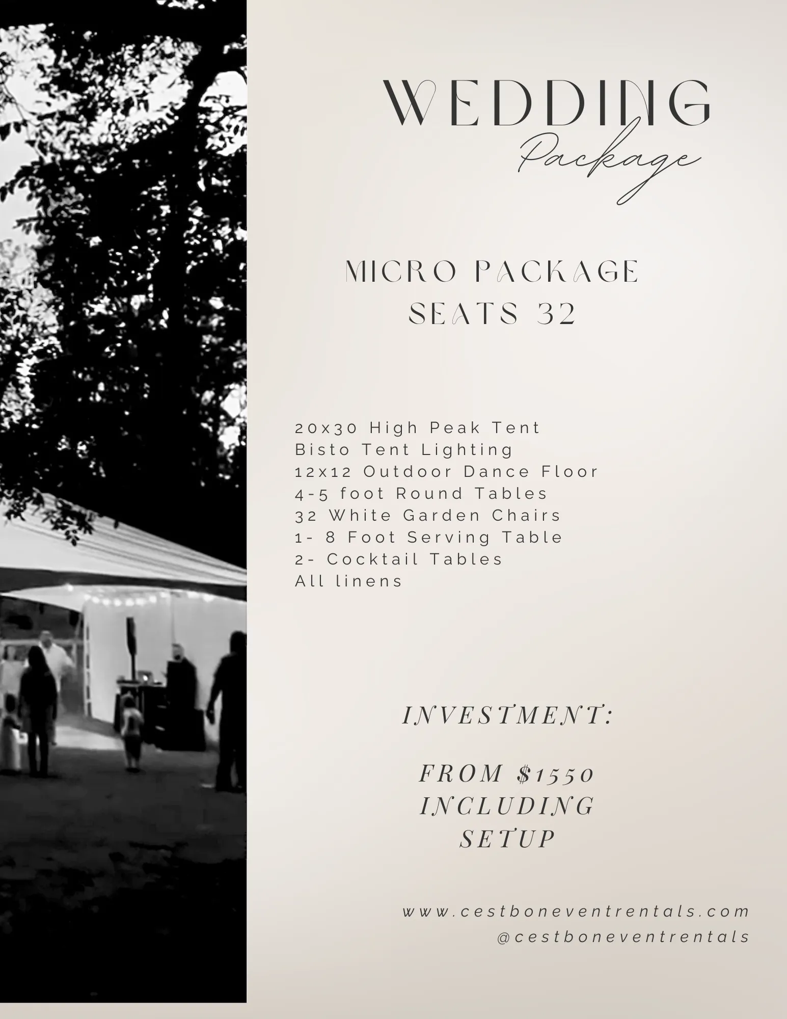32 Person Micro Wedding Package
