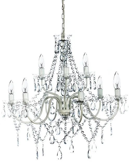 Crystal Chandelier Clear/White - 27" x 27" - 9 Lights 