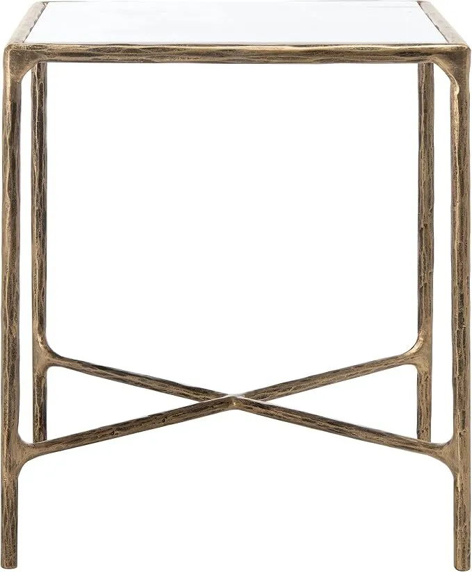 Glass and Solid Brass End Table