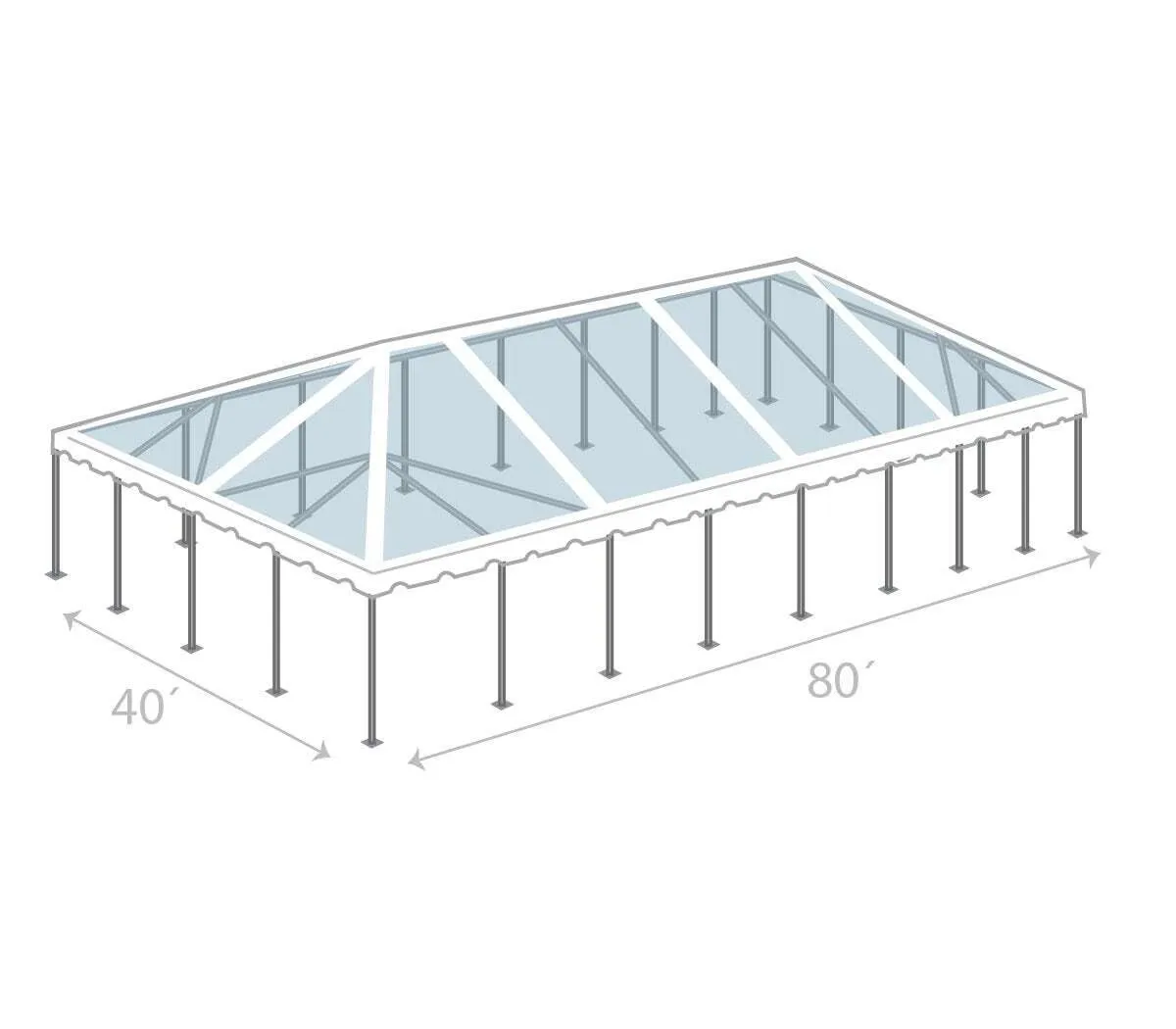 40x80 West Coast Frame Tent Clear Top