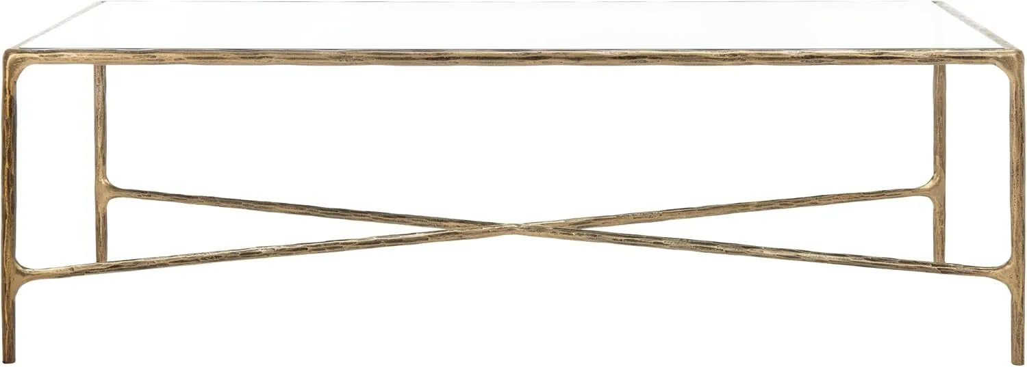 Glass and Solid Brass Coffee Table