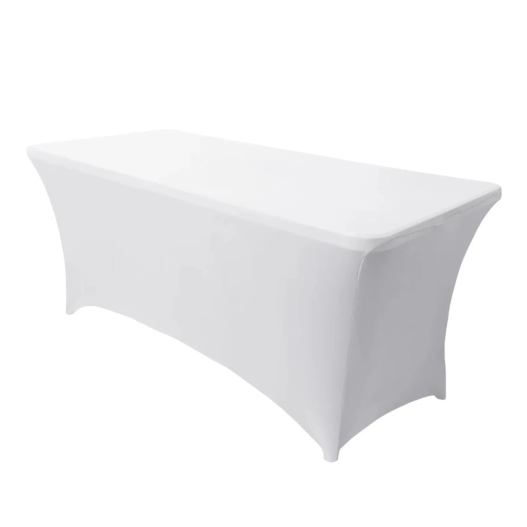 White 6ft Fitted Stretch Rectangular Table Cloth Cover