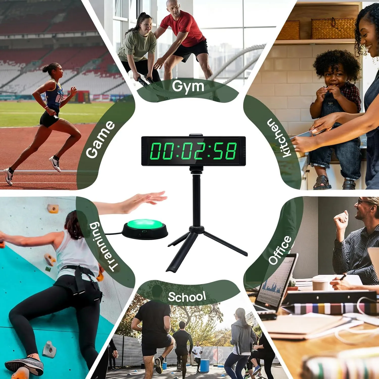 Dual Timer Game Party Corporate Team Builder Package: Timer, Table, Chairs, Bench, Bluetooth Speaker w/ Microphones