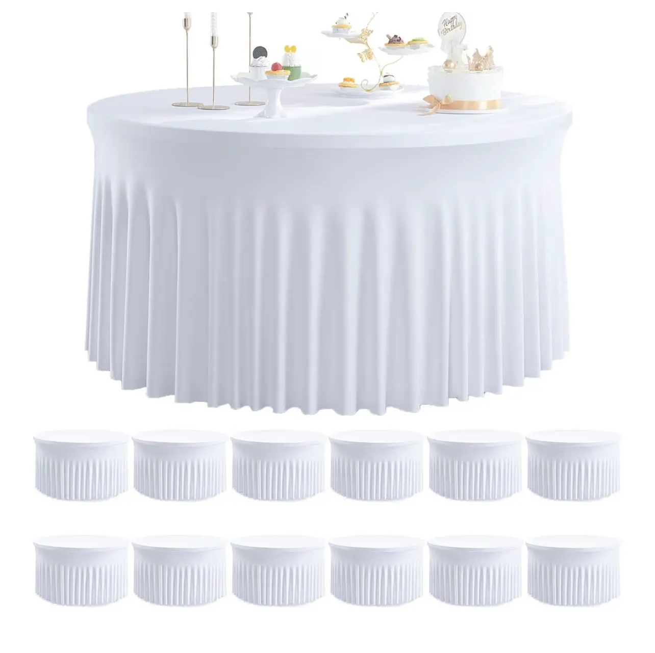 White Spandex 60 in Round Table Cover