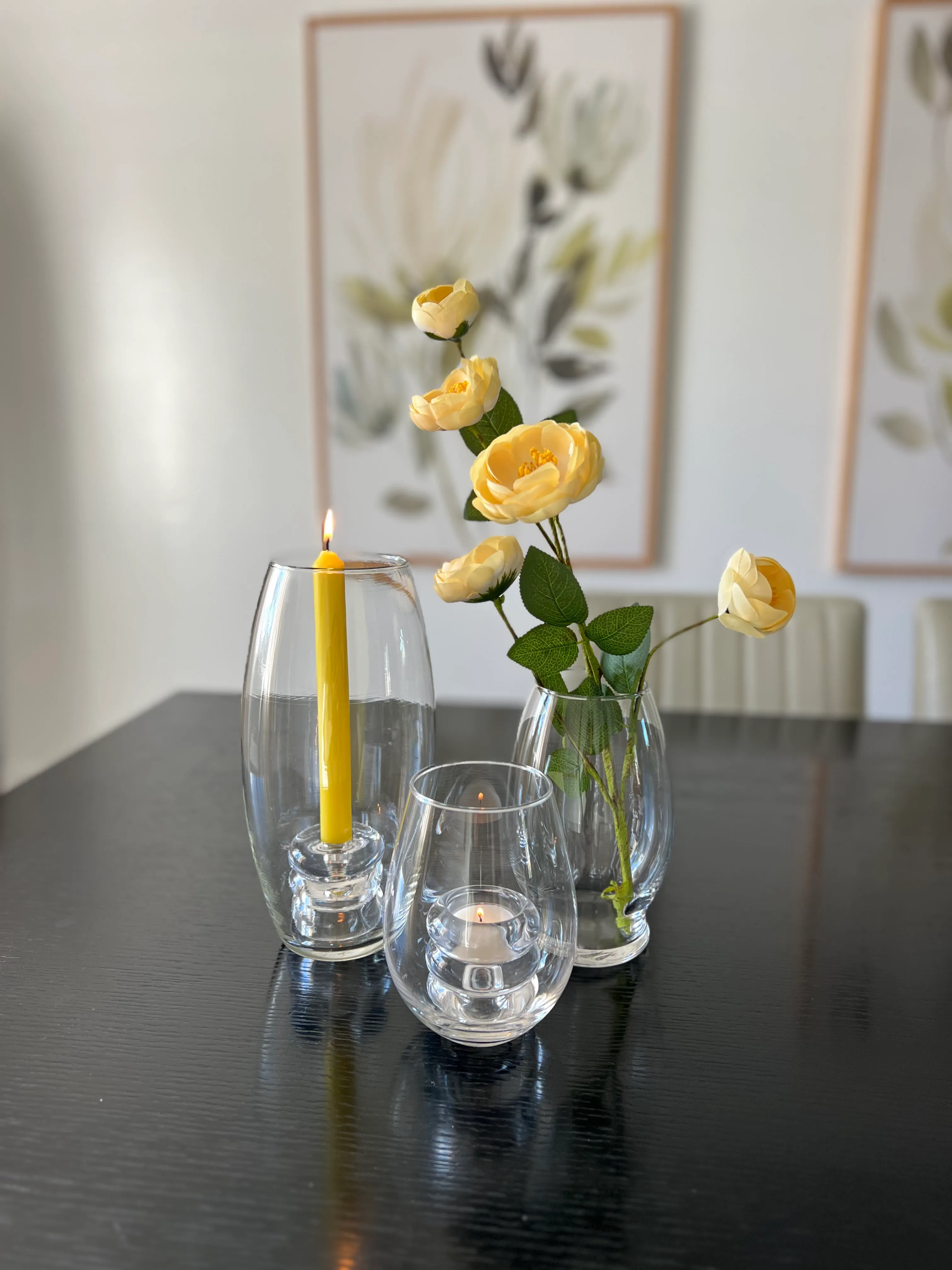 Clear Glass Vases Set of 3 