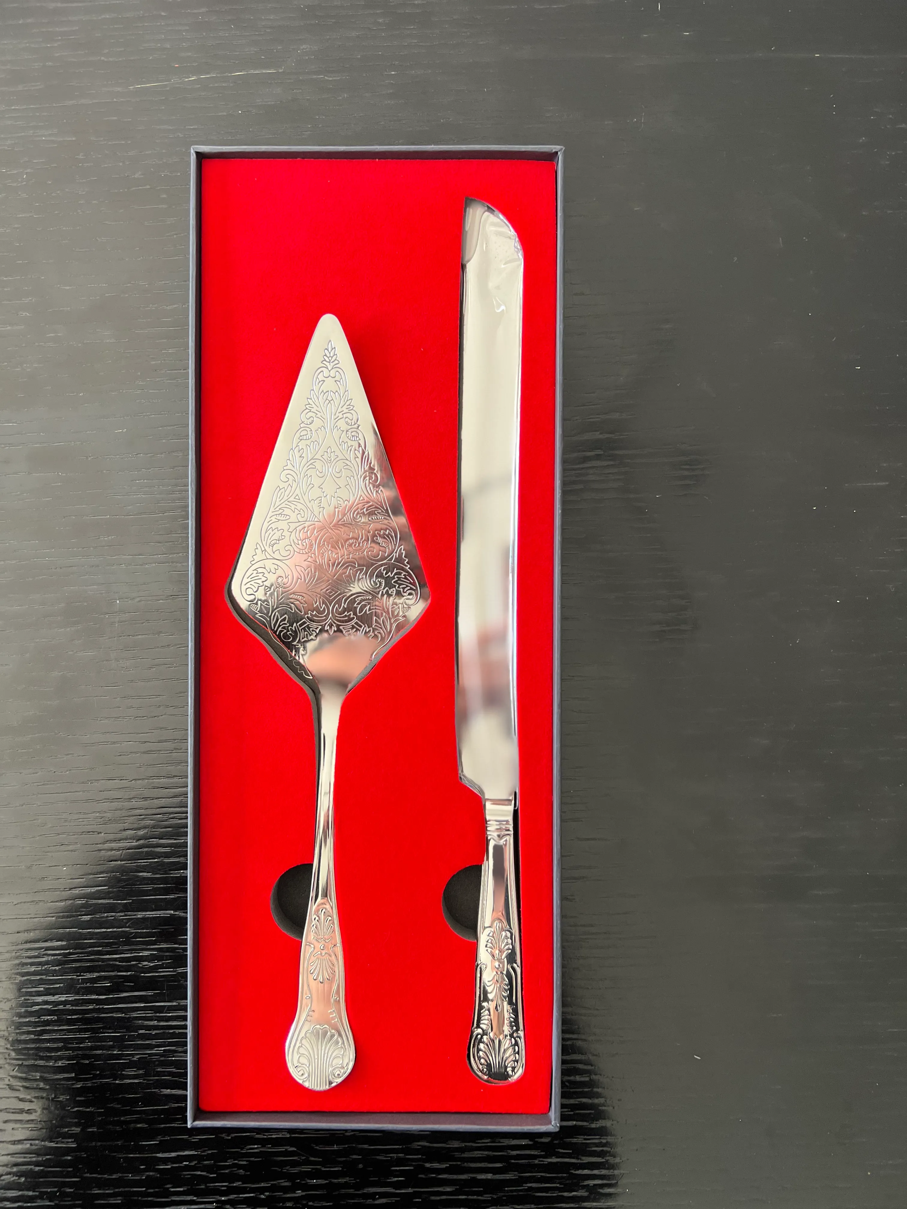 Ornate Silver Cake Knife & Server Set 