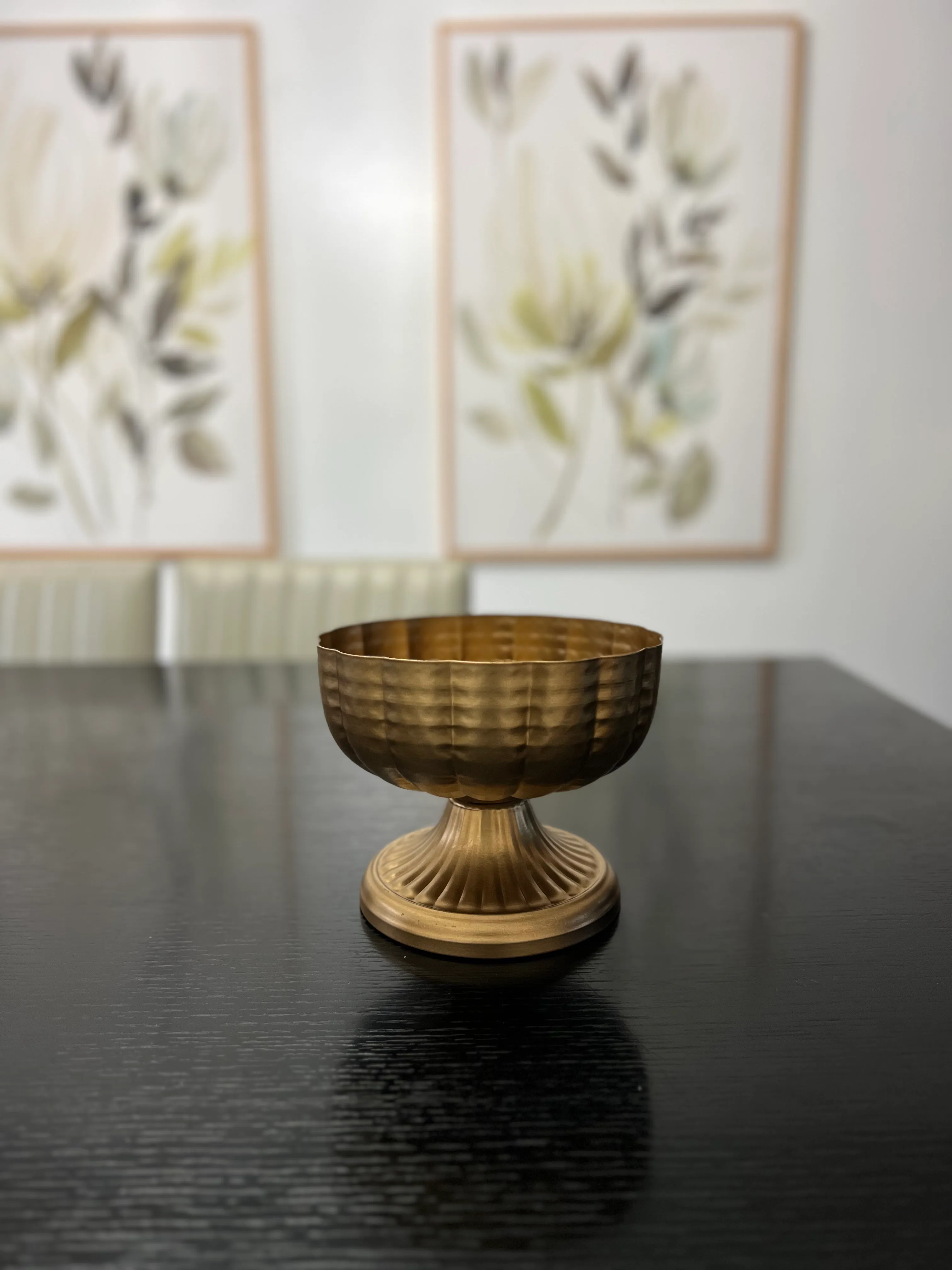 Distressed Gold Compote Vase