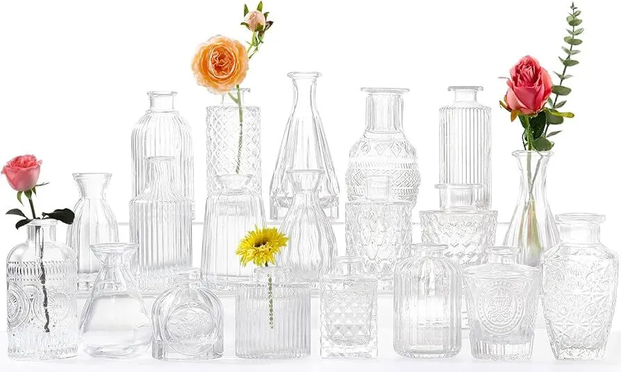 Clear Glass Bud Vases Set 32