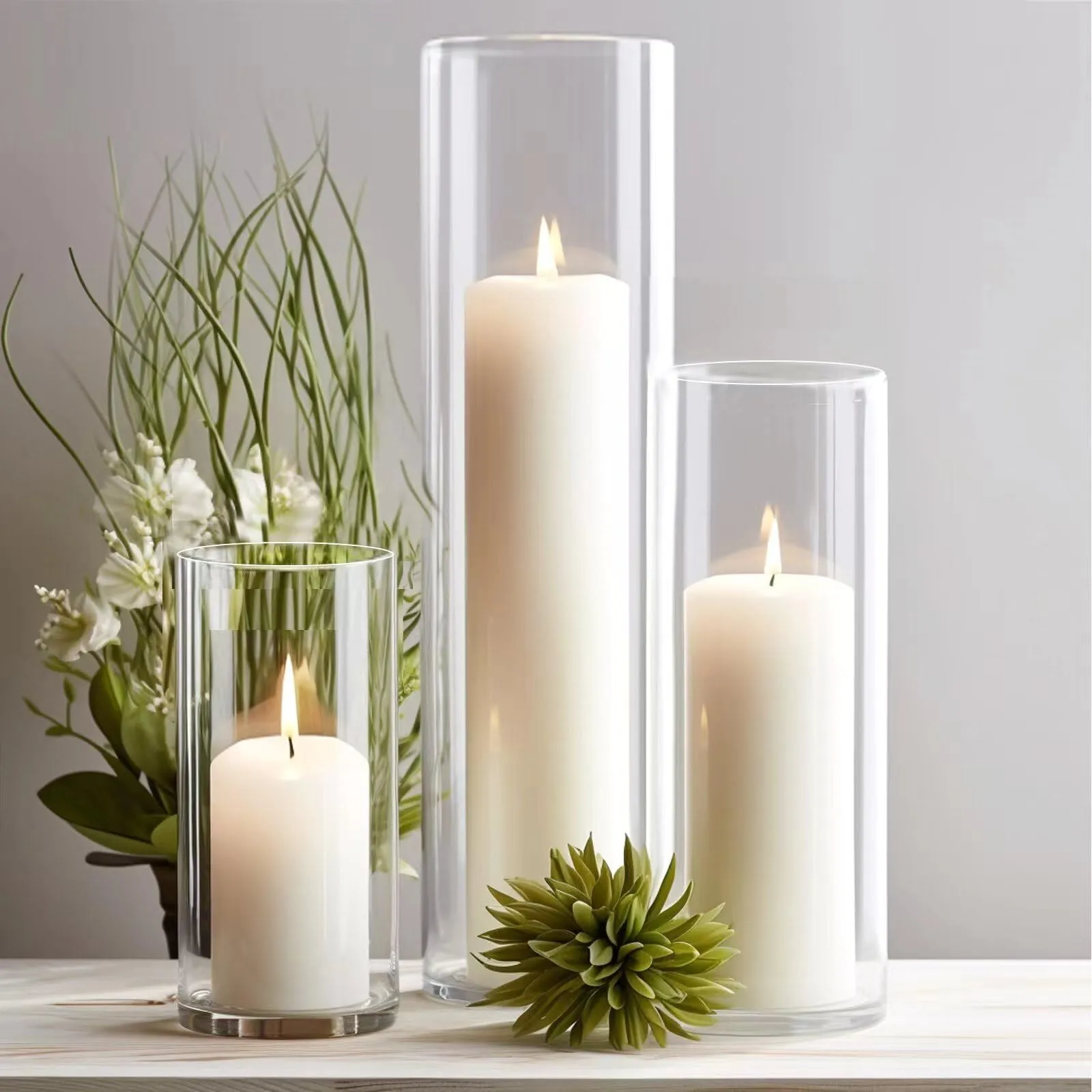 Bottomless Candle Hurricane Cylinder Vase (Set of 3)