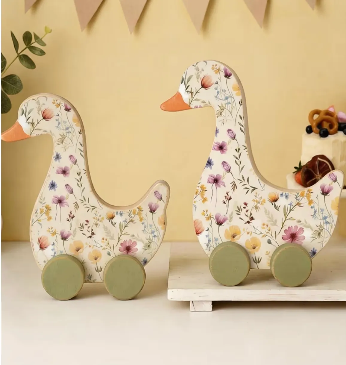 Wooden Goose Wildflower Decor