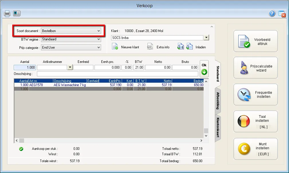 Voorschot - Reeds betaald