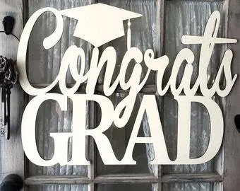 Congrats Grad wooden sign (30")