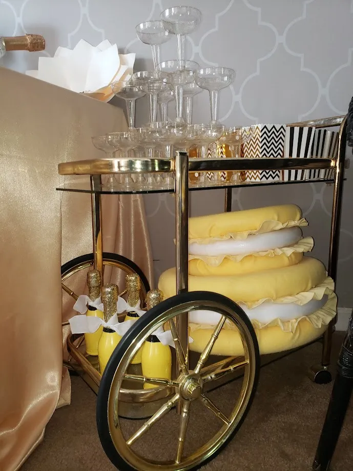 gold and glass tea cart