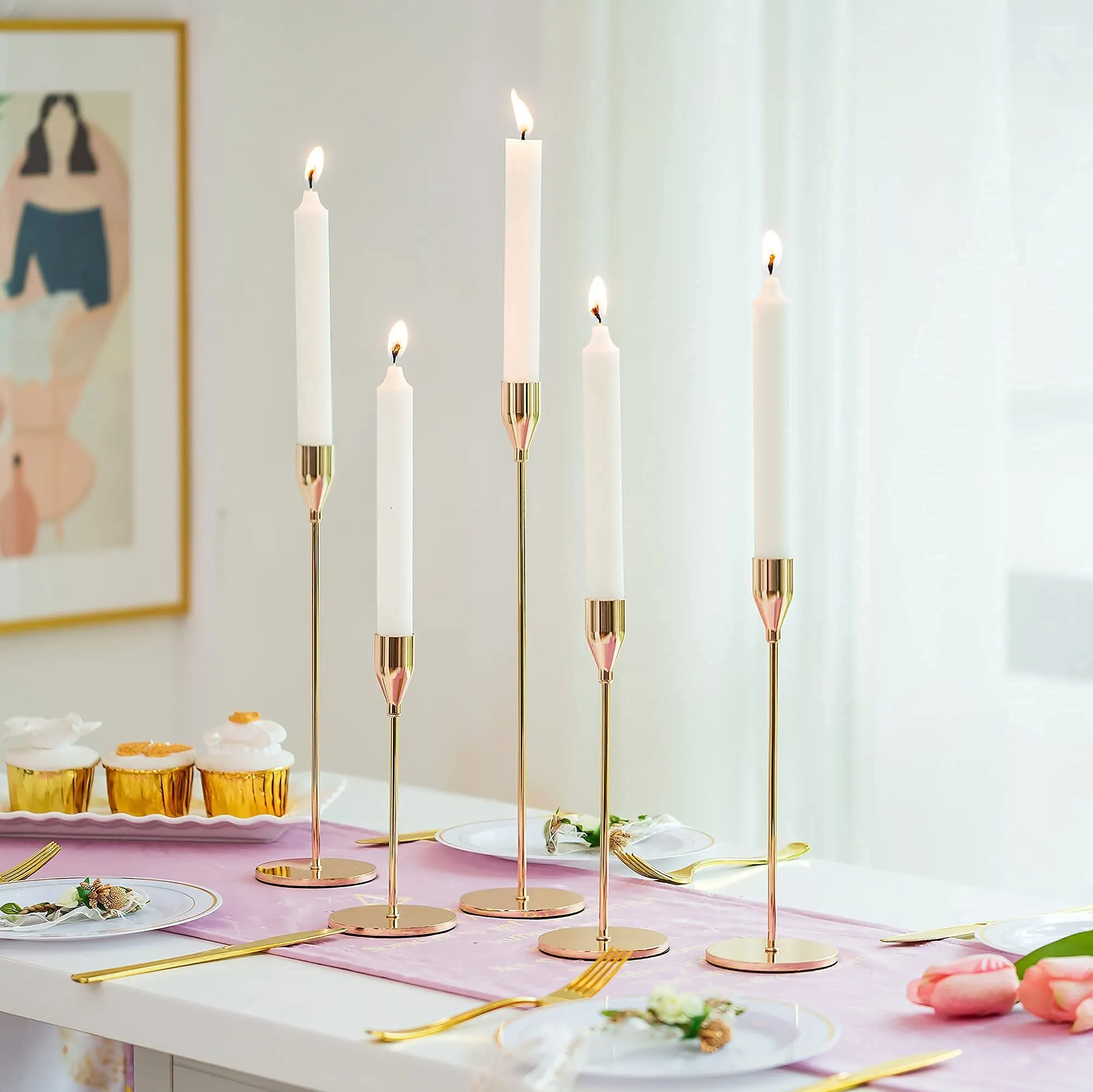 Gold Candle Sticks in various heights