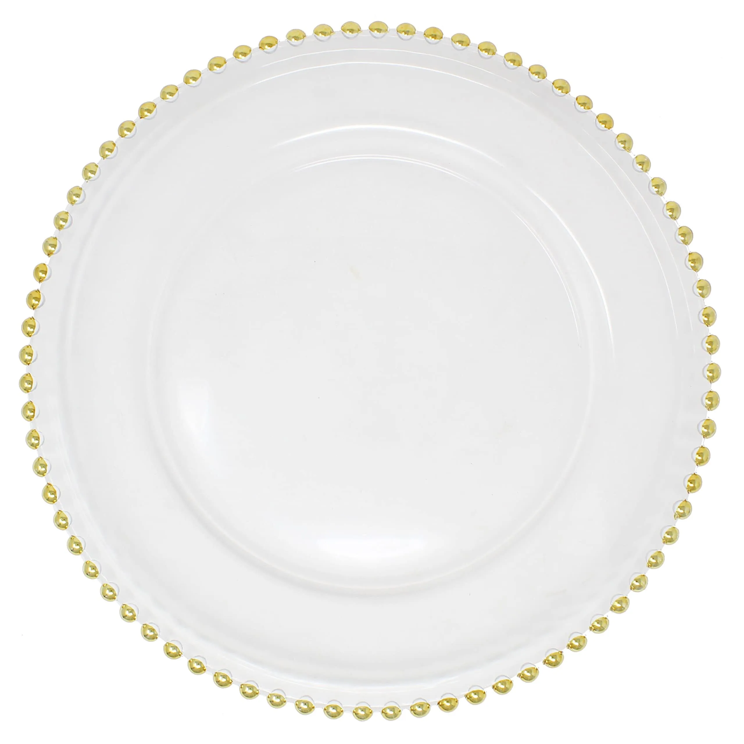 Beaded Rim Charger Plate - Clear + Gold