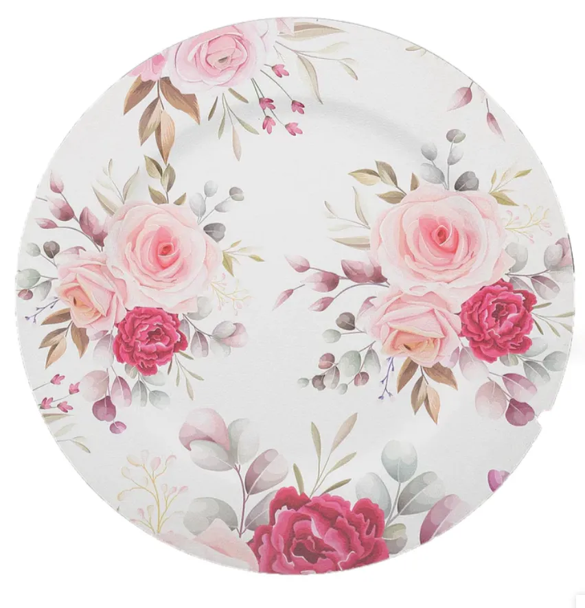 Floral Pink and White Charger Plate
