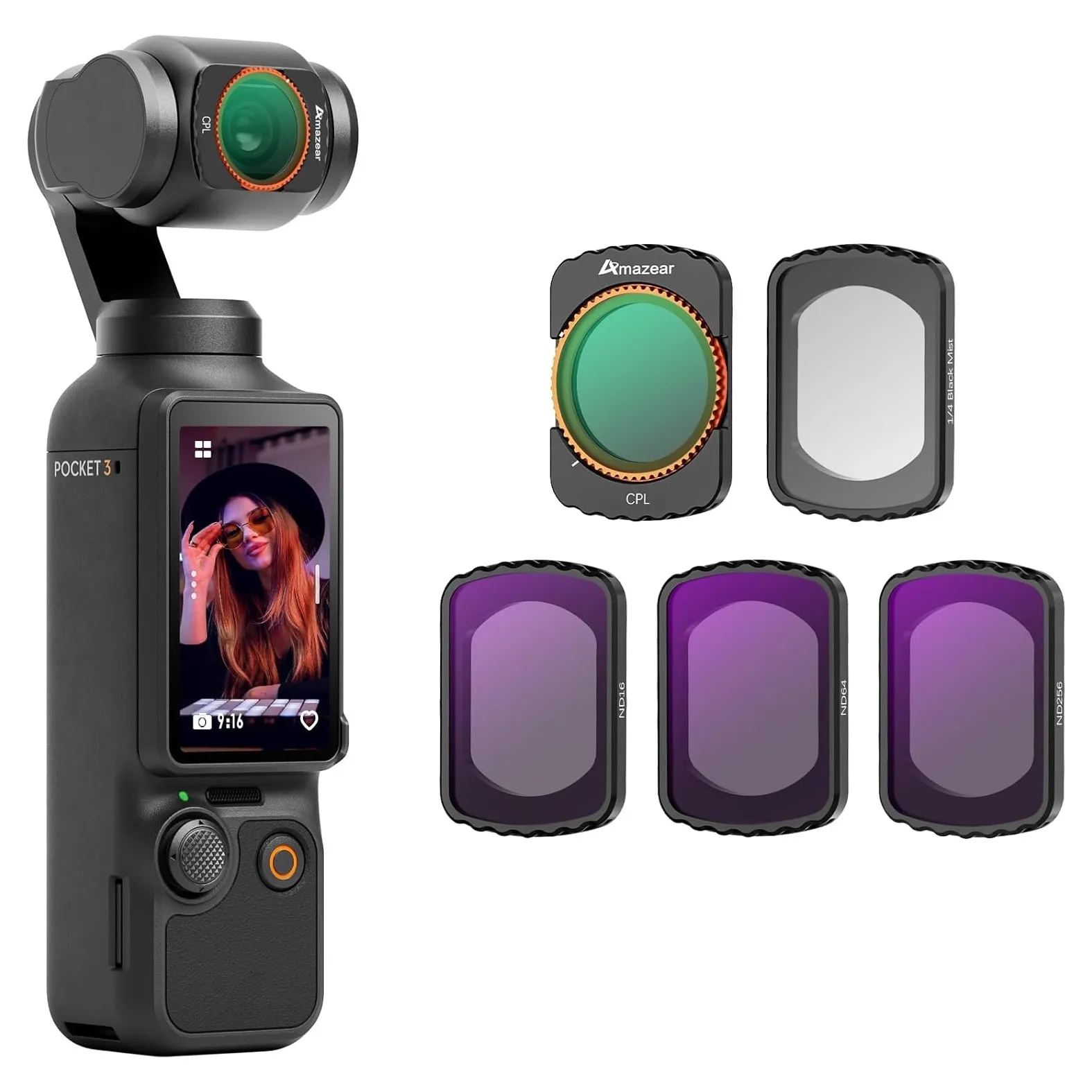 Filter Set for DJI Osmo Pocket 3 (1/4 Black Mist / CPL / ND16 / ND64 / ND256)