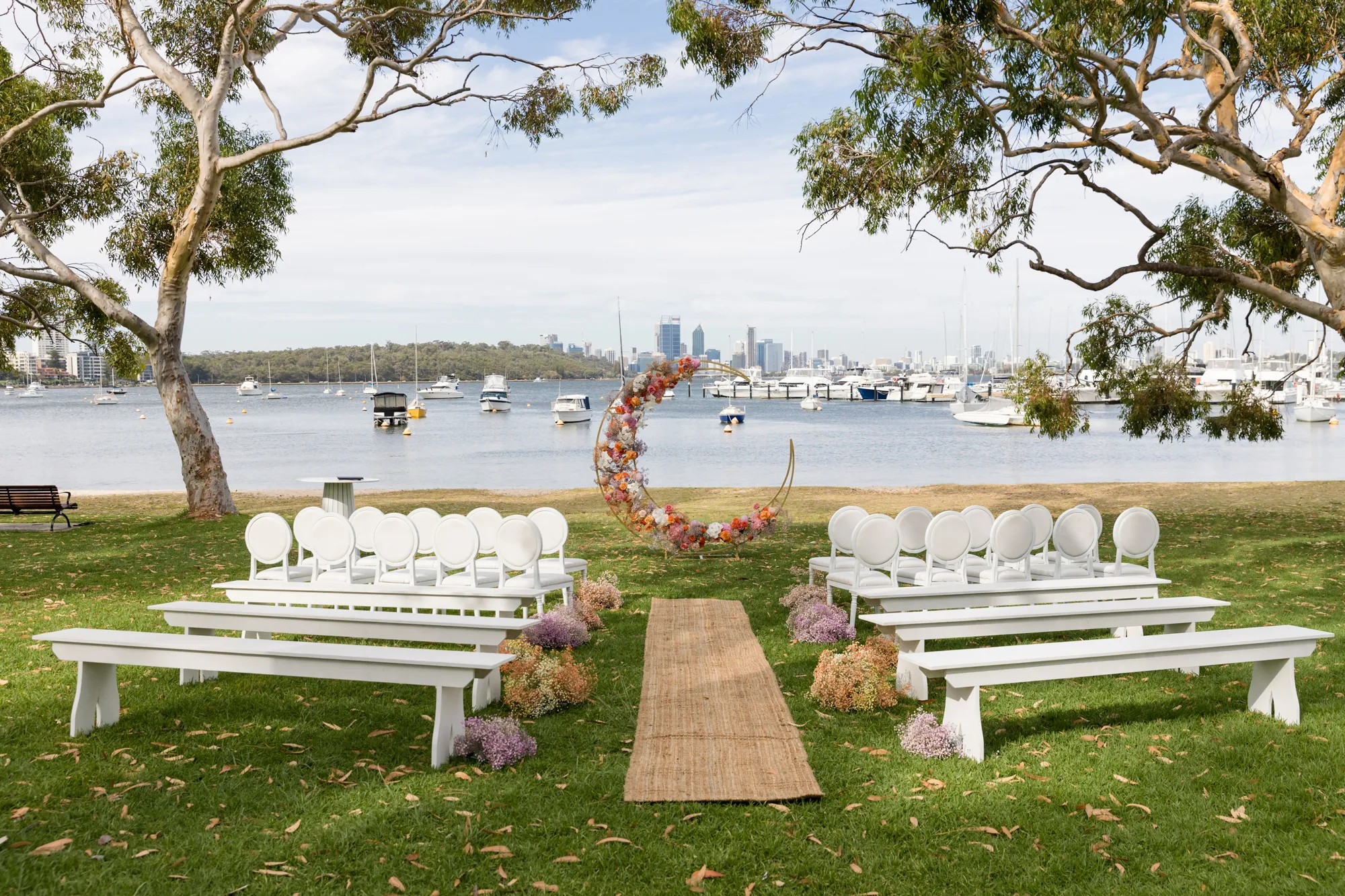 White Wooden Ceremony Bench