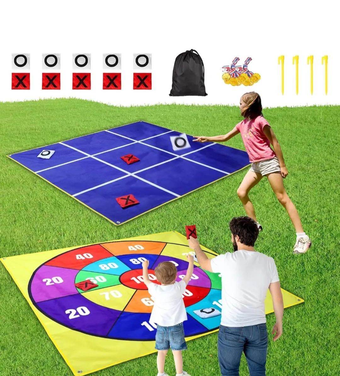 Giant Lawn Darts & Tic-Tac-Toe Mat